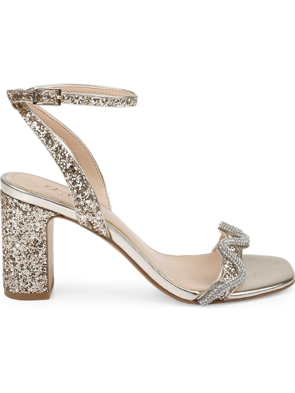 Badgley Mischka Gem Glitter Ankle Strap Sandal Size 9